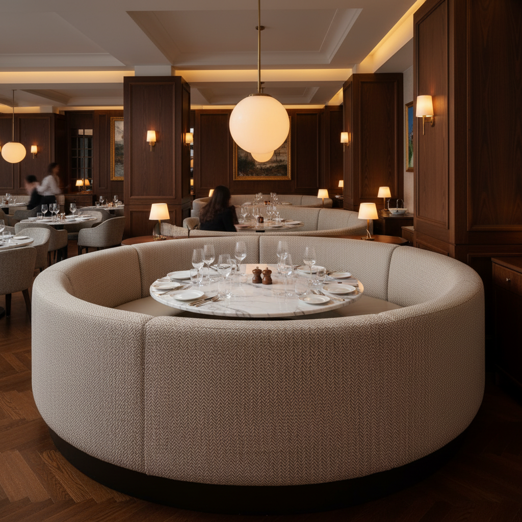 Salt Island - Oyster Upholstered Banquette | Architectural Fabrics