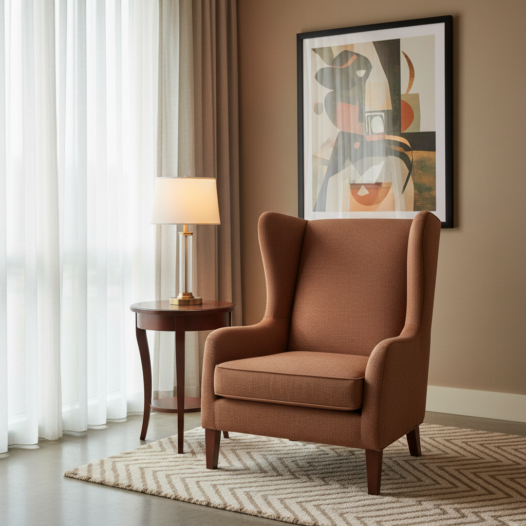Woven Crosshatch Texture Russet Brown Upholstered Chair | Architectural Fabrics