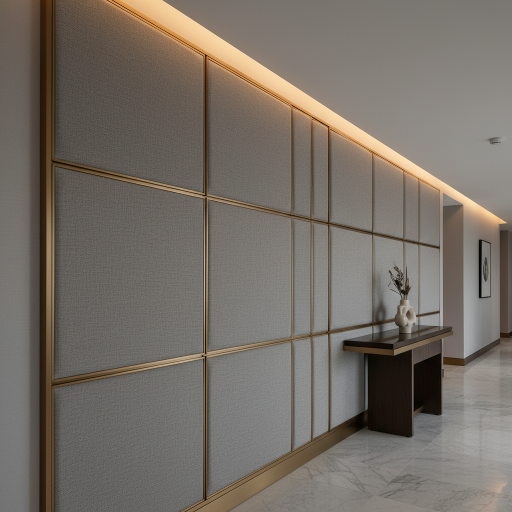 Fine Woven Texture Cool Gray Upholstered Wall Panel | Architectural Fabrics