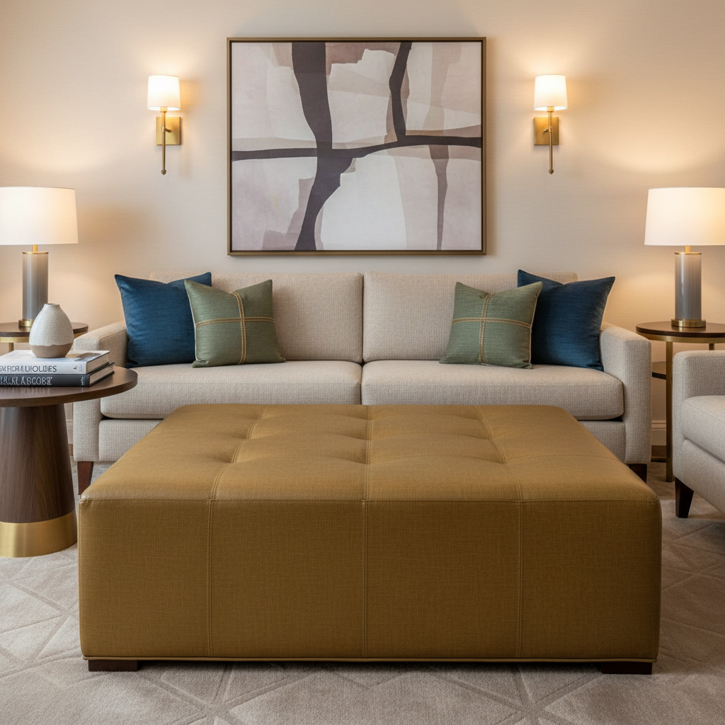 Triangle Reef - Harvest Upholstered Ottoman | Architectural Fabrics
