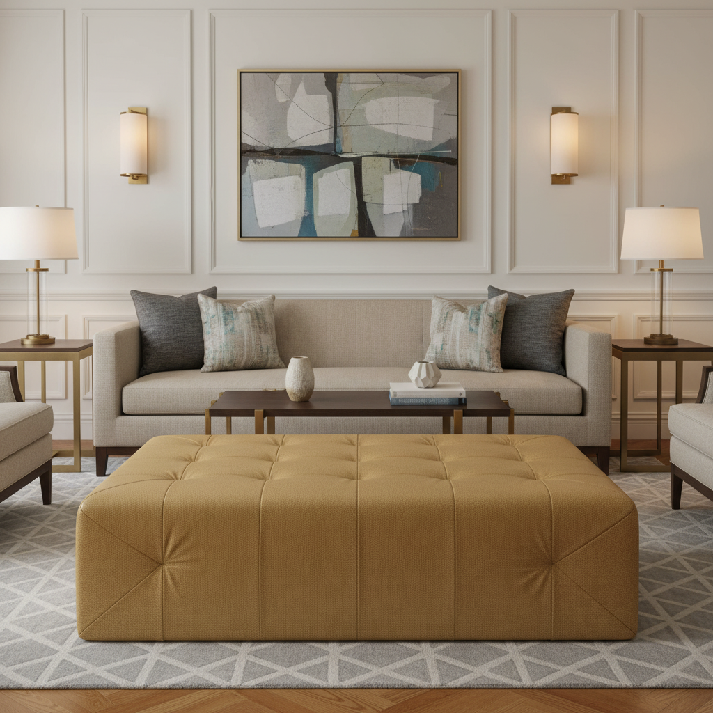 Turquoise Bay - Karat Upholstered Ottoman | Architectural Fabrics