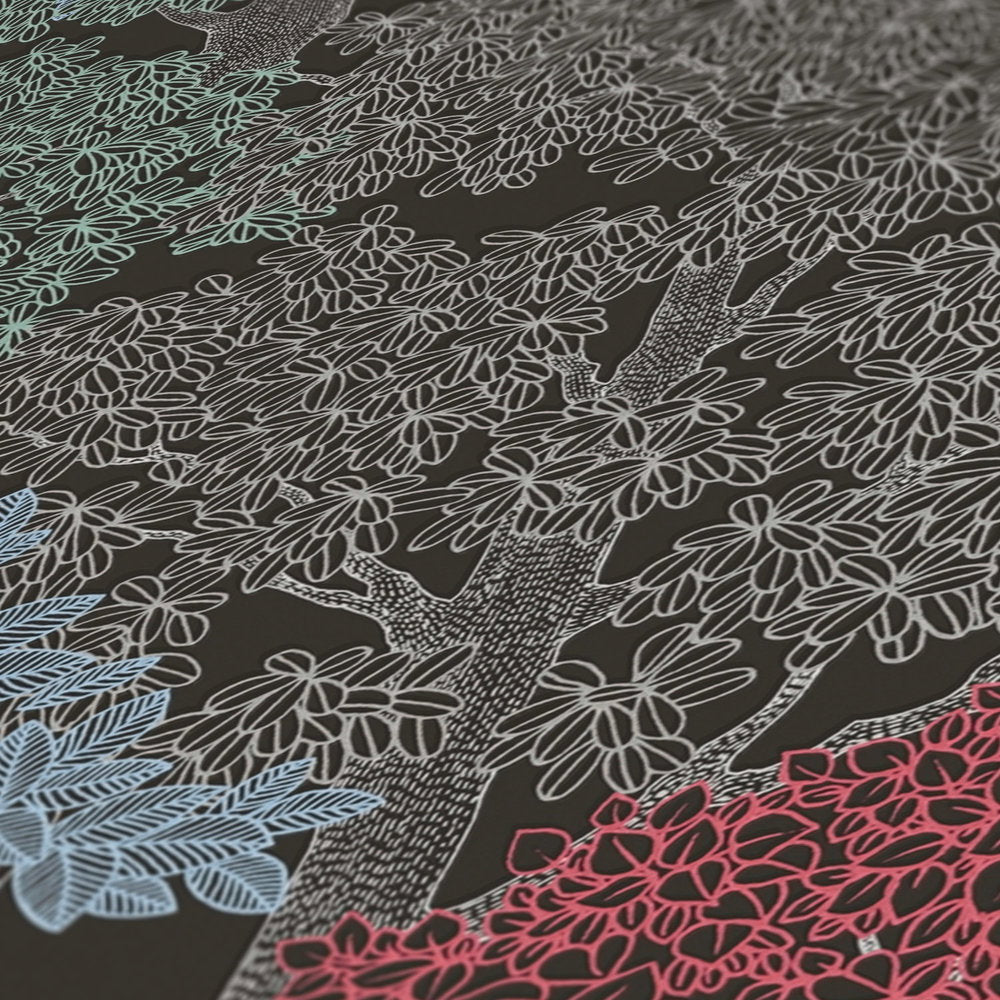 Floral Impression Black Wallcovering | AS Creation
