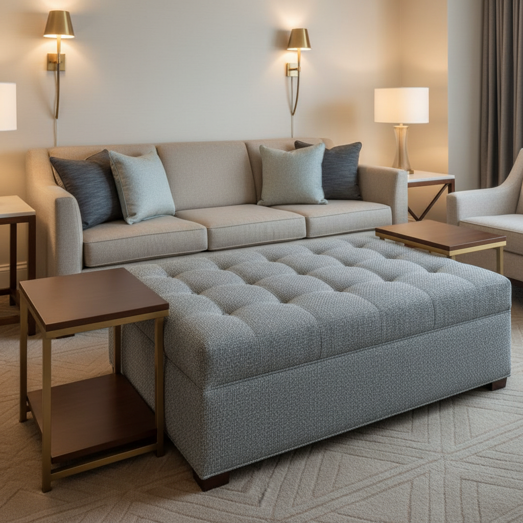Sisal Bay - Slate Upholstered Ottoman | Architectural Fabrics