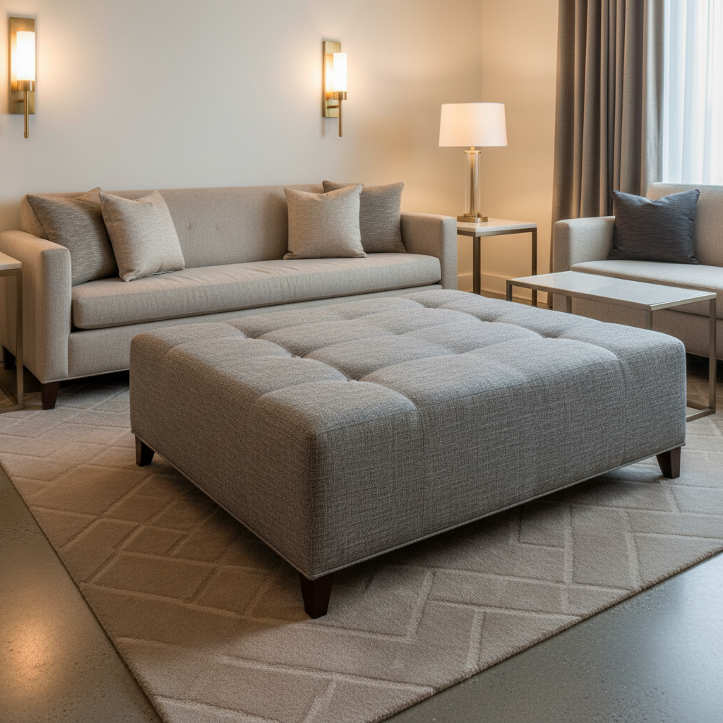 Tortola - Dusk Upholstered Ottoman | Architectural Fabrics