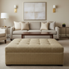 Woven Chevron Pattern Neutral Beige Upholstered Ottoman | Architectural Fabrics