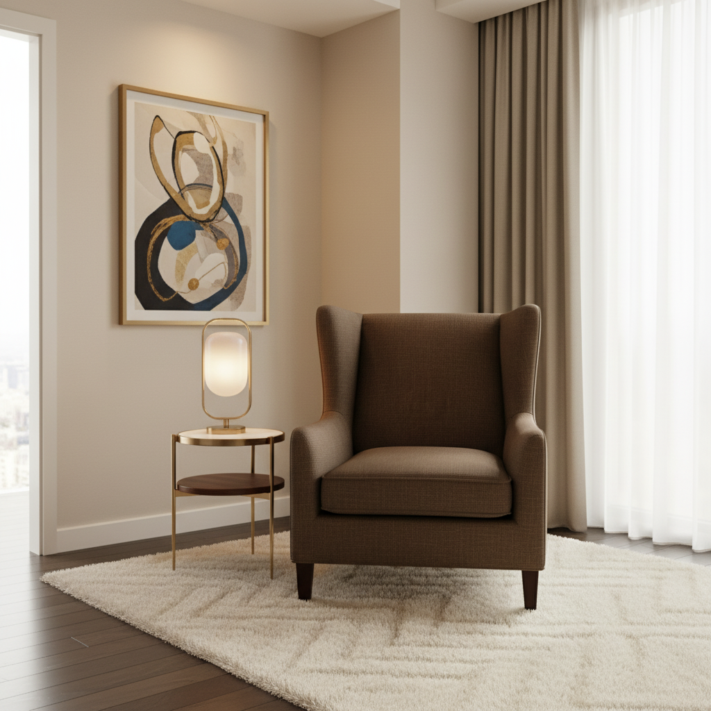 Triangle Reef - Mocha Upholstered Chair | Architectural Fabrics