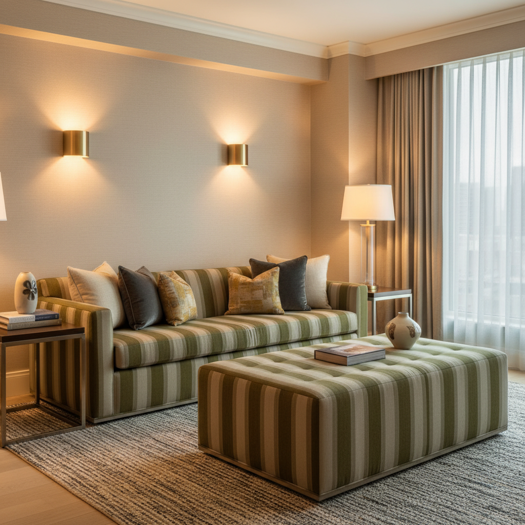 Bedford Peat Upholstered Ottoman | Architectural Fabrics