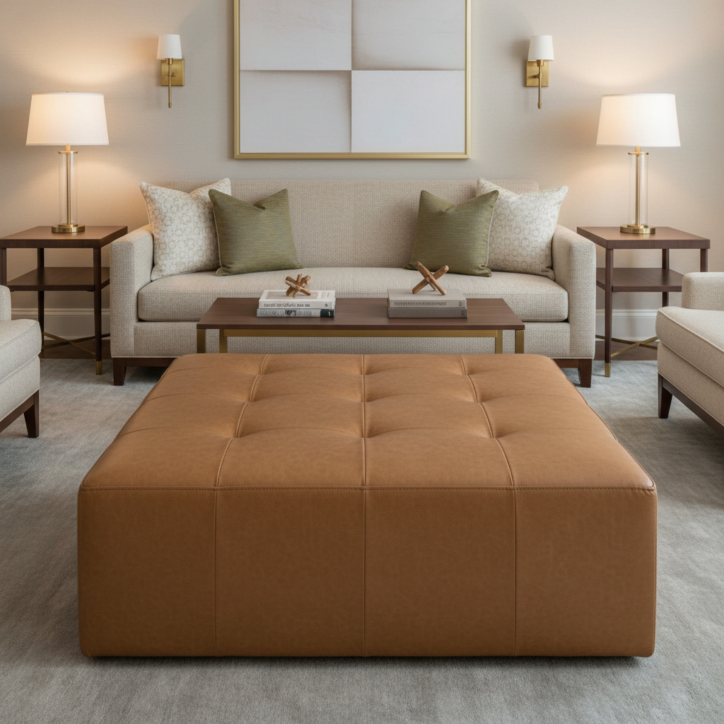 Luxury Cay - Ginger Upholstered Ottoman | Architectural Fabrics