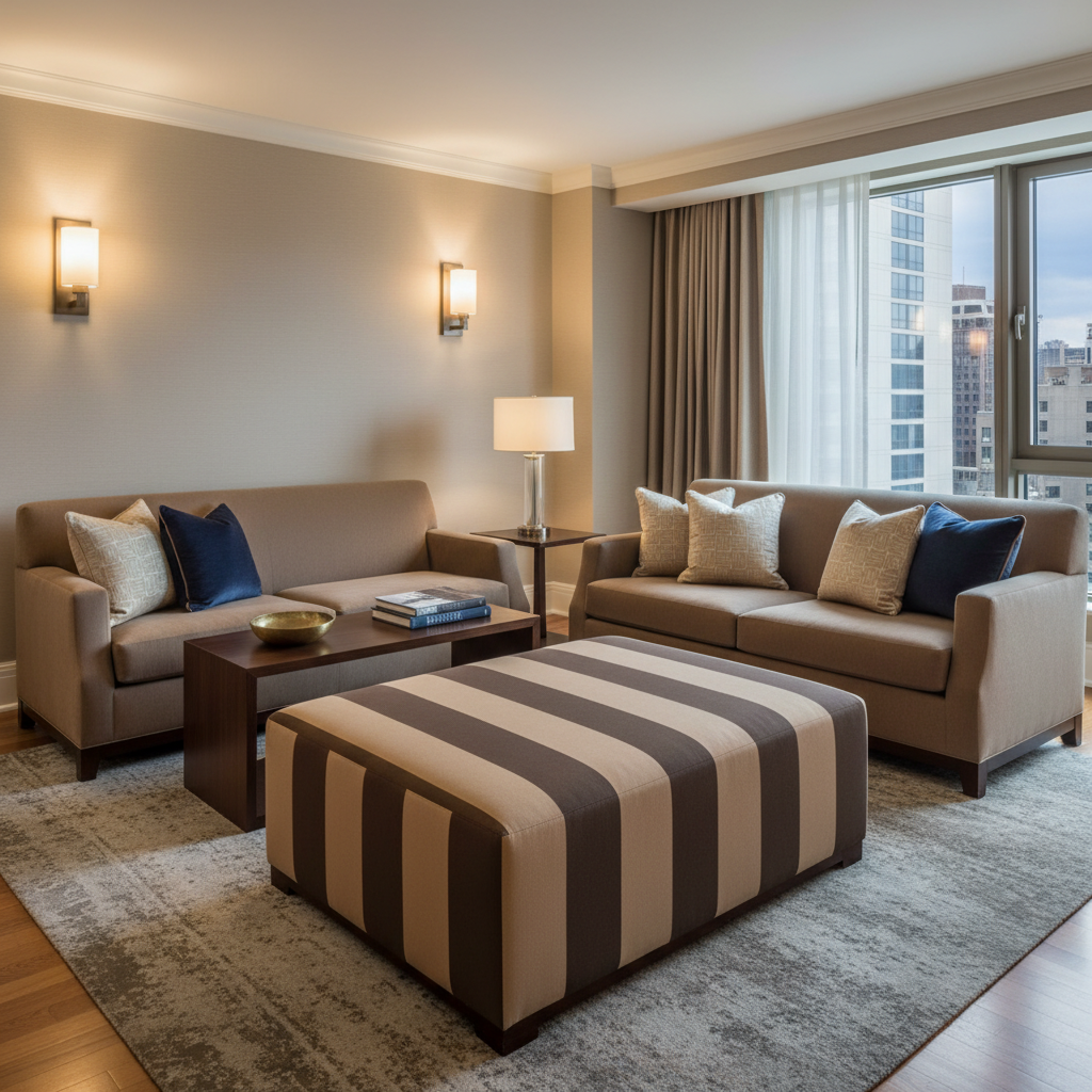 Bedford Neutra Upholstered Ottoman | Architectural Fabrics