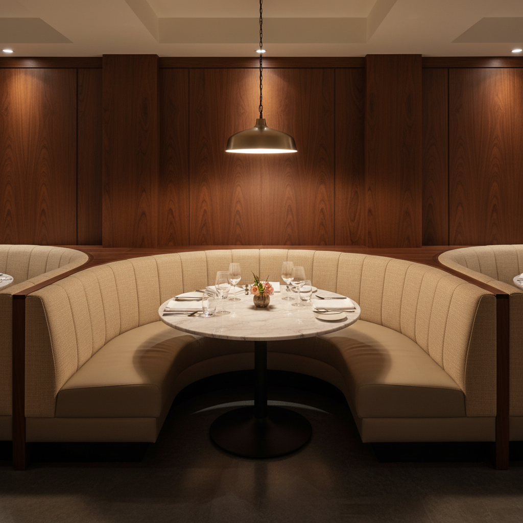 Brushed Linen Weave Natural Linen Upholstered Banquette | Architectural Fabrics