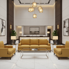 Brushed Linen Weave Goldenrod Yellow Upholstered Sofa | Architectural Fabrics