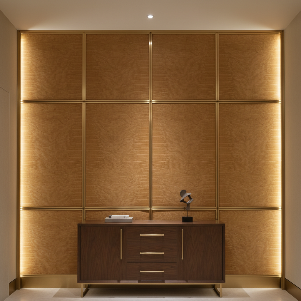 Silver Bank - Caramel Upholstered Wall Panel | Architectural Fabrics