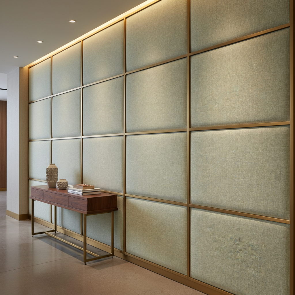 Fine Woven Texture Pale Celadon Upholstered Wall Panel | Architectural Fabrics