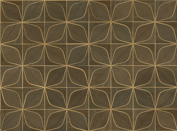 Oyster Bay-Umber Wood Veneer Wallcovering | Phillipe Romano