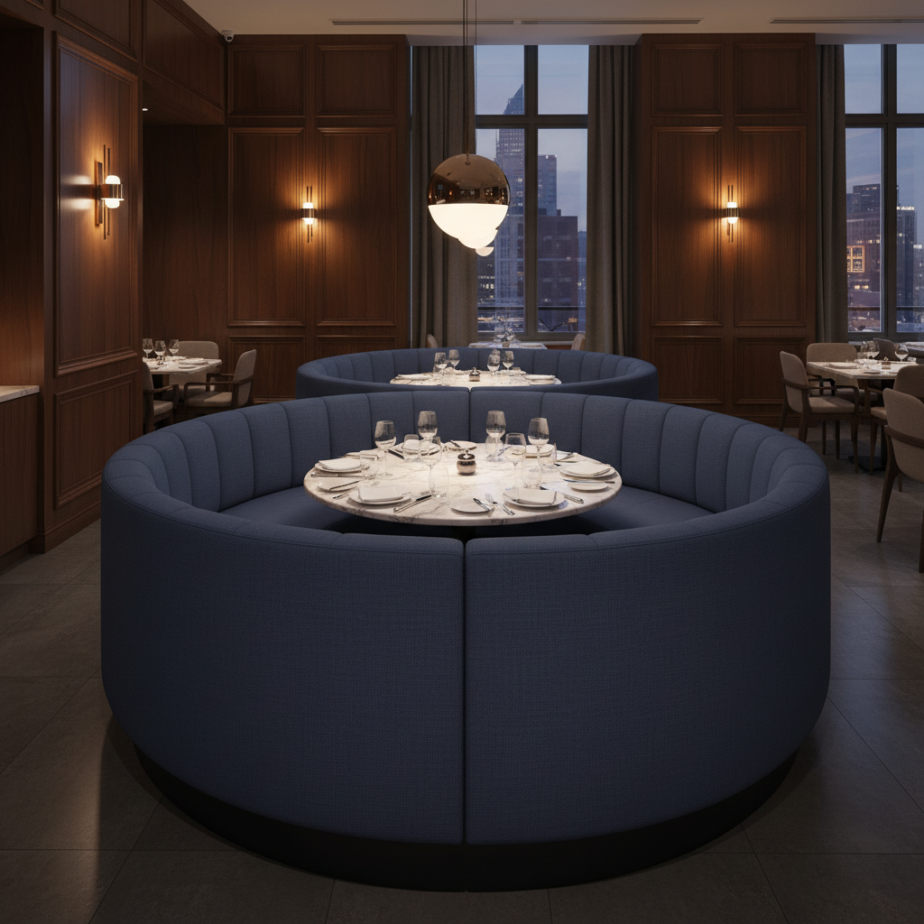Aarden - Indigo Dusk Silicone Hybrid Upholstered Banquette | Architectural Fabrics