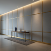 Woven Textured Fabric Cool Gray Upholstered Wall Panel | Architectural Fabrics