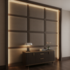 Subtle Linen Weave Deep Taupe Upholstered Wall Panel | Architectural Fabrics