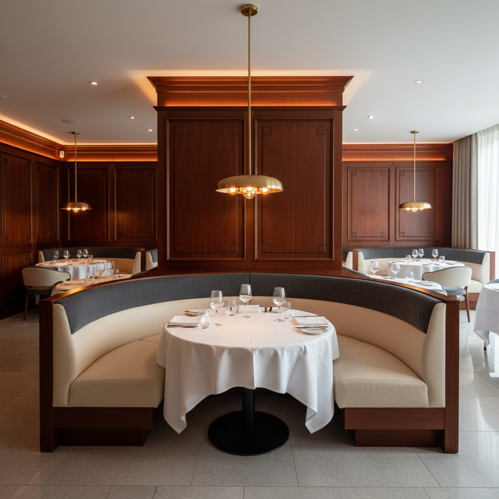 Palmyra Pewter Upholstered Banquette | Architectural Fabrics