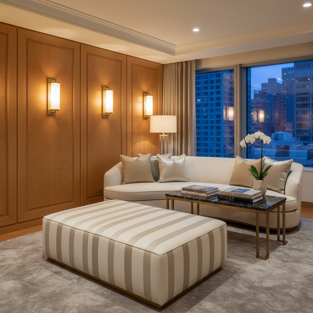 Elkton Barley Upholstered Ottoman | Architectural Fabrics