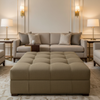 Fine Woven Texture Muted Taupe Upholstered Ottoman | Architectural Fabrics