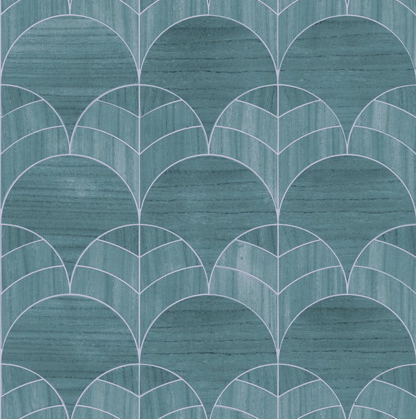 Sands Point-Verdigris Wood Veneer Wallcovering | Phillipe Romano