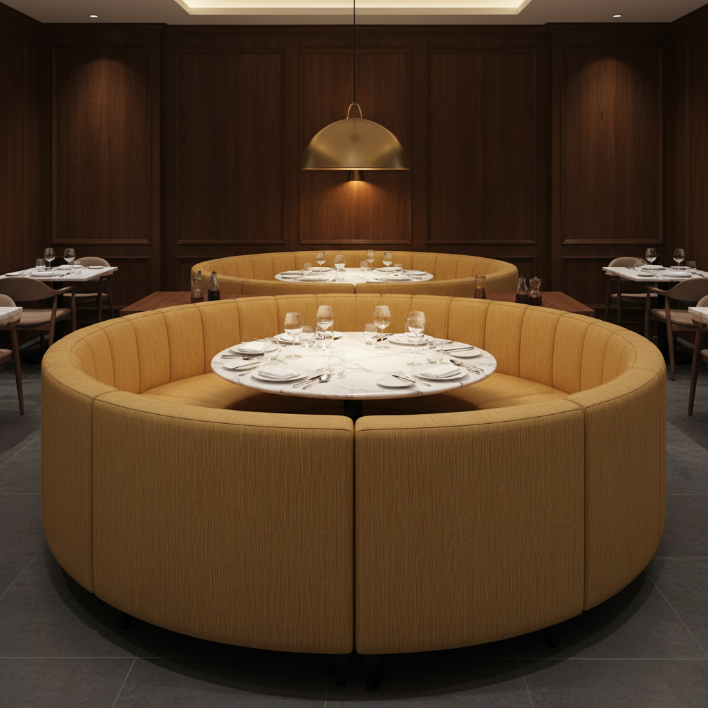 Brushed Vertical Texture Golden Wheat Upholstered Banquette | Architectural Fabrics