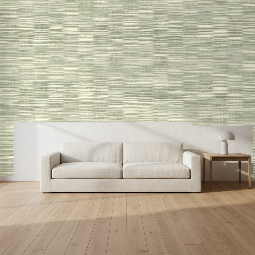 Nantucket Grasscloth Green Mist Wallcovering | Phillipe Romano room setting