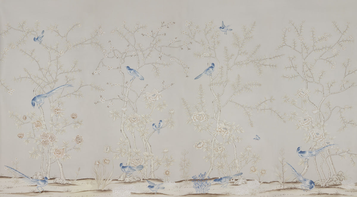 Earlham — 'Earlham' in Special Colourway on Pale Grey dyed silk