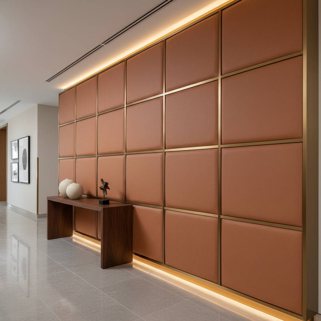 Algiers - Terracotta Performance Vinyl Upholstered Wall Panel | Architectural Fabrics