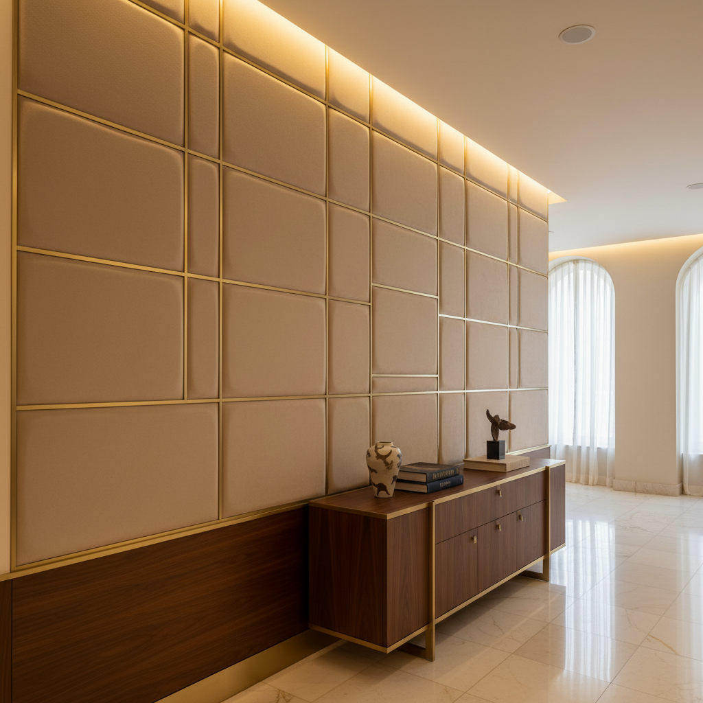 Ultrasuede  Almond  Beige Upholstered Wall Panel | Ultrasuede Upholstery