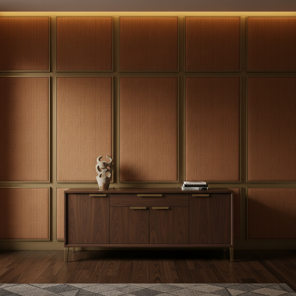 Fine Woven Texture Burnt Sienna Upholstered Wall Panel | Architectural Fabrics