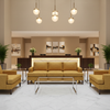 Woven Textured Vinyl Goldenrod Tweed Upholstered Sofa | Architectural Fabrics