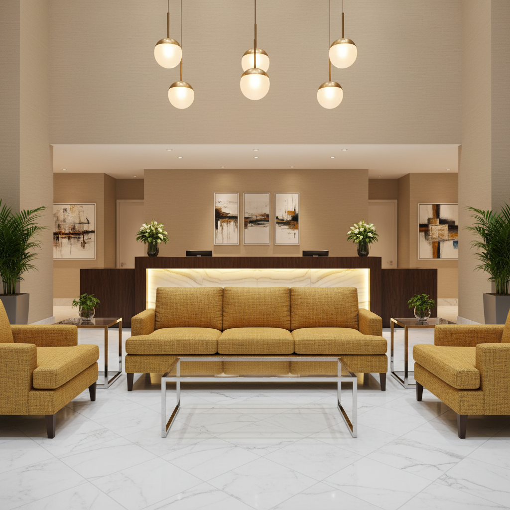 Woven Textured Vinyl Goldenrod Tweed Upholstered Sofa | Architectural Fabrics