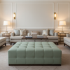 Fine Woven Texture Soft Sage Upholstered Ottoman | Architectural Fabrics