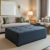 Linen Island - Cobalt Upholstered Ottoman | Architectural Fabrics