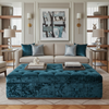 Crushed Velvet Texture Deep Teal Upholstered Ottoman | Architectural Fabrics