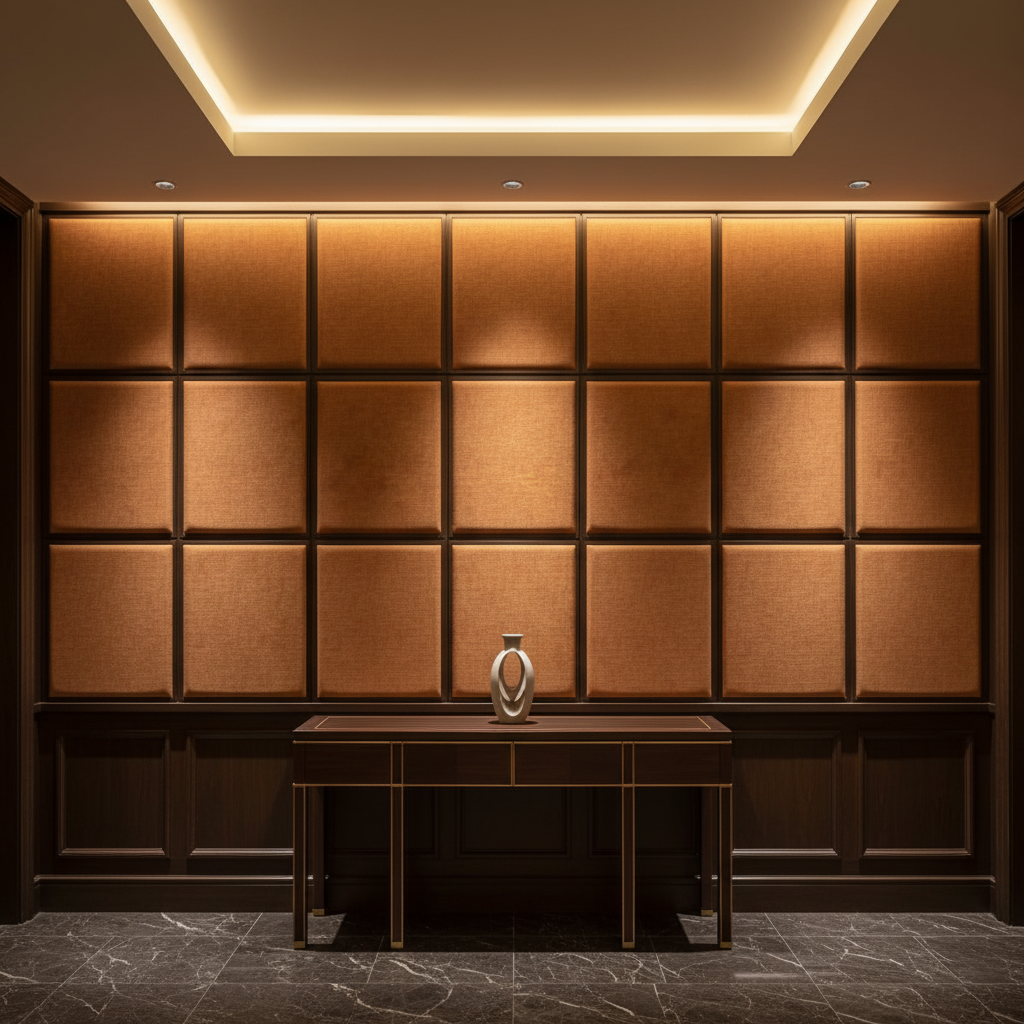 Woven Linen Weave Burnt Sienna Upholstered Wall Panel | Architectural Fabrics