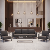 Brushed Vertical Texture Charcoal Steel Upholstered Sofa | Architectural Fabrics