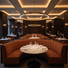 Ultrasuede  Terracotta Brown Upholstered Banquette | Ultrasuede Upholstery