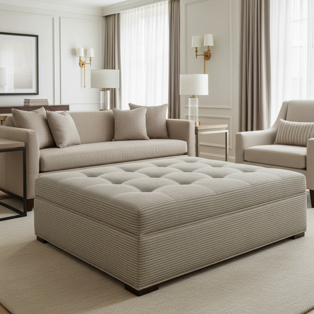 Trade Wind - Quarry Upholstered Ottoman | Architectural Fabrics