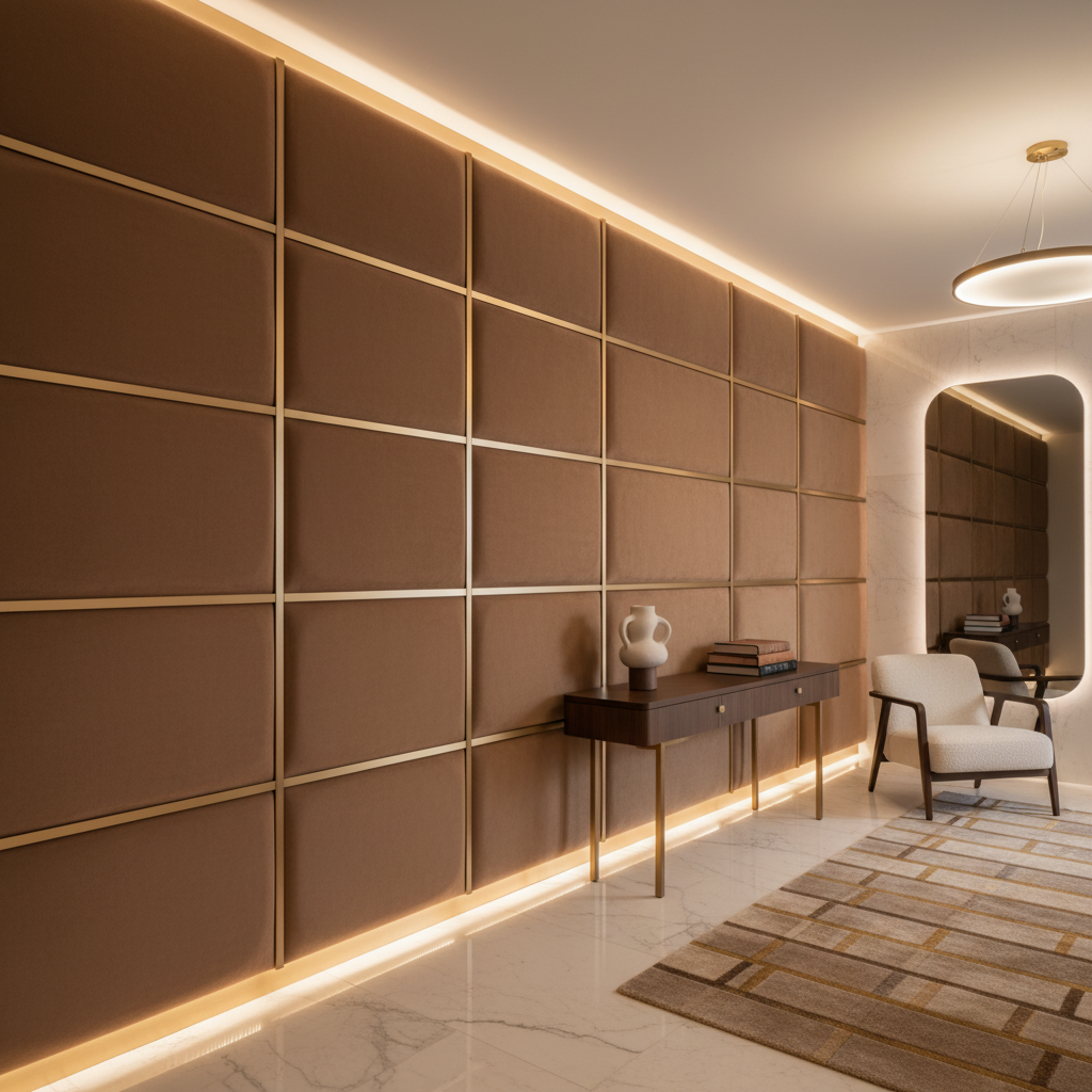 Ultrasuede  Beaver Brown Upholstered Wall Panel | Ultrasuede Upholstery