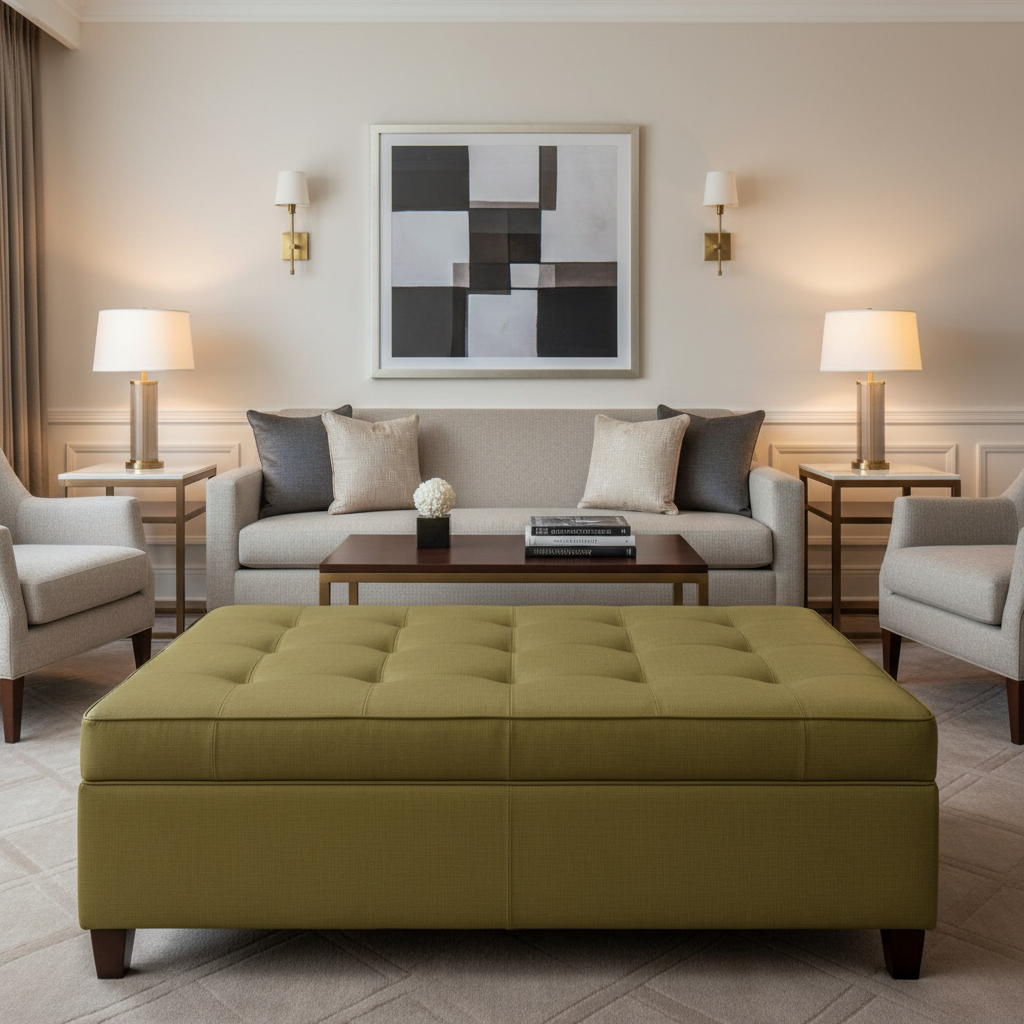 Triangle Reef - Meadow Upholstered Ottoman | Architectural Fabrics