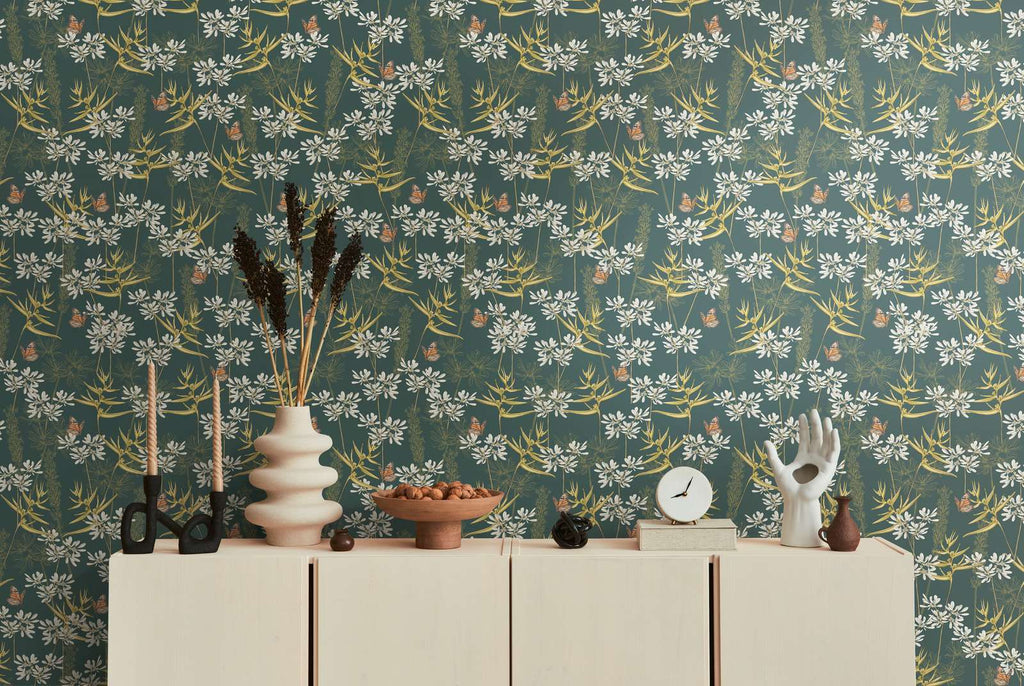 Drawn Into Nature Teal Wallcovering | AS Creation