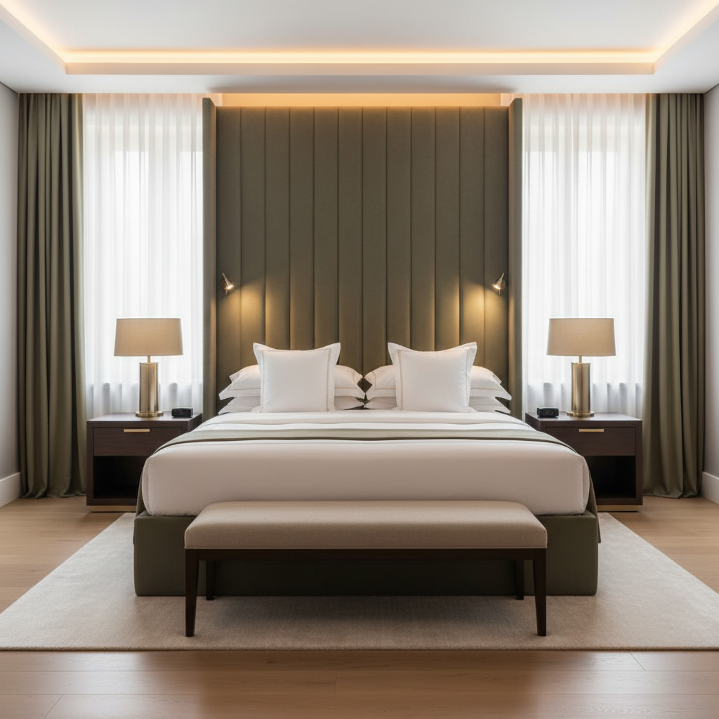 Maya Riviera - Olive Upholstered Headboard | Architectural Fabrics