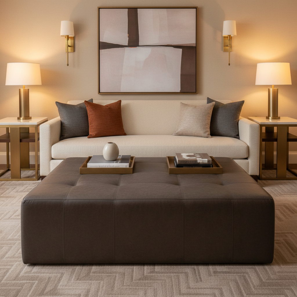 Maho Bay - Fudge Upholstered Ottoman | Architectural Fabrics