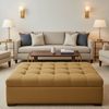Woven Basketweave Texture Golden Wheat Upholstered Ottoman | Architectural Fabrics