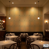 Moroccan Gold Shimmer Faux Tile | Hollywood Wallcoverings - Restaurant Dining commercial room setting
