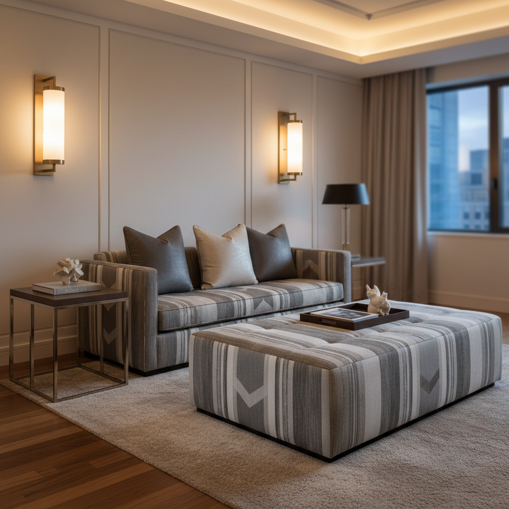 Bedford Sage Upholstered Ottoman | Architectural Fabrics