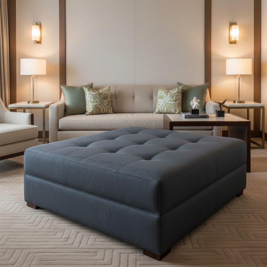 Storm Bay - Aqua Upholstered Ottoman | Architectural Fabrics