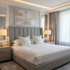 Subtle Textured Grain Soft Silver Upholstered Headboard | Architectural Fabrics